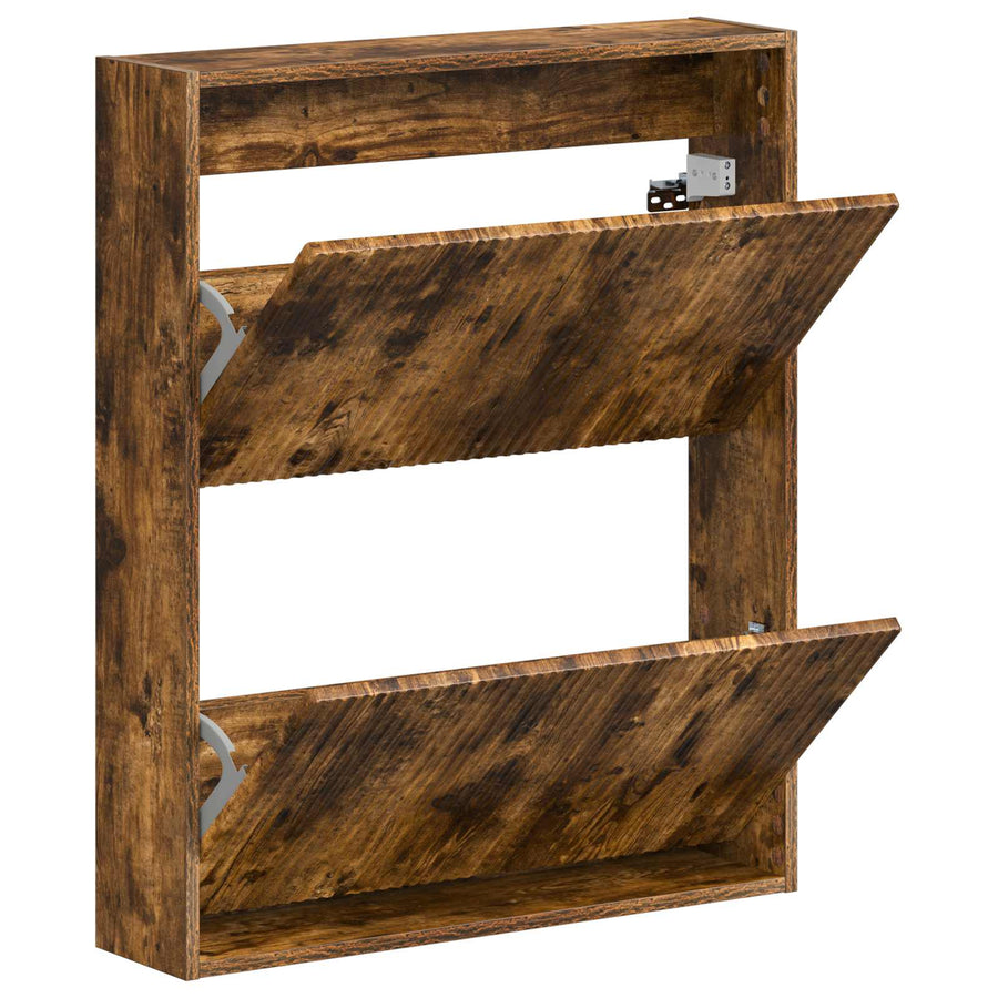 Wandgemonteerde Schoenkast ARNHEM 71 x 17 x 86 cm Bewerkt hout