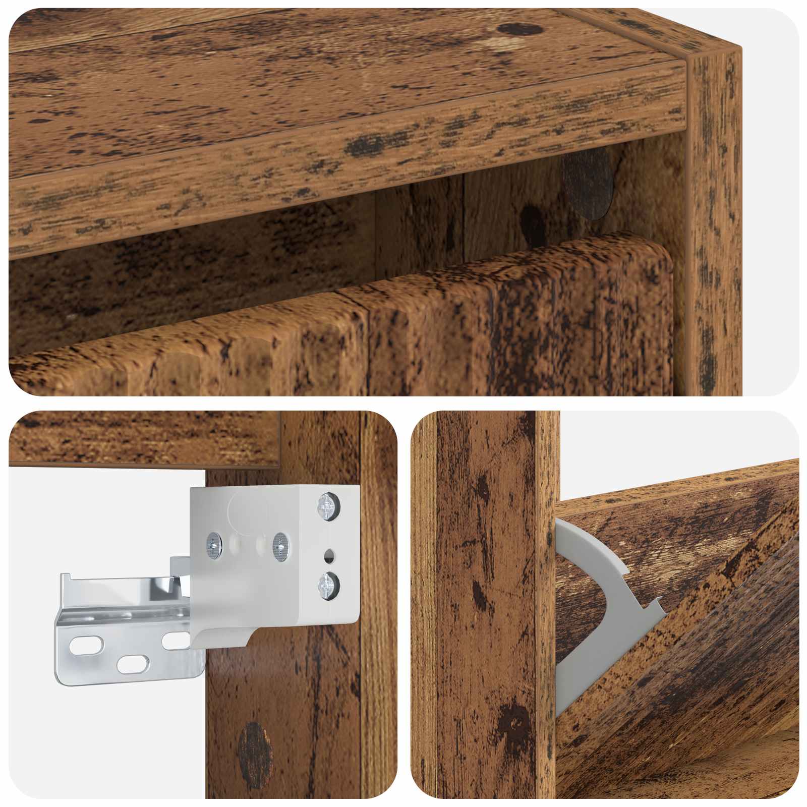 Wandgemonteerde Schoenkast ARNHEM 71 x 17 x 86 cm Bewerkt hout