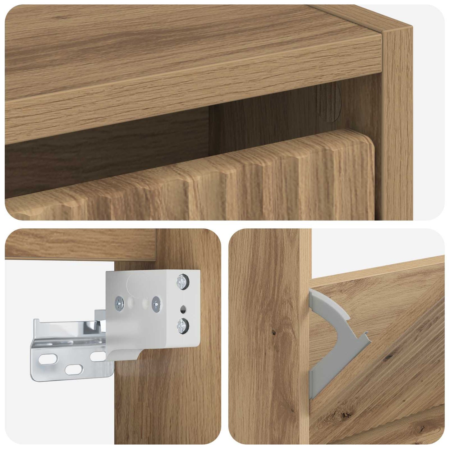 Wandgemonteerde Schoenkast ARNHEM 71 x 17 x 86 cm Bewerkt hout