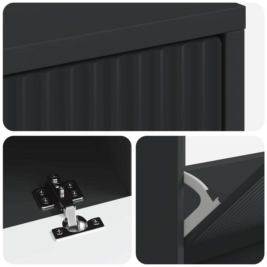 Schoenenkast ARNHEM 78 x 24 x 103 cm Bewerkt hout Zwart