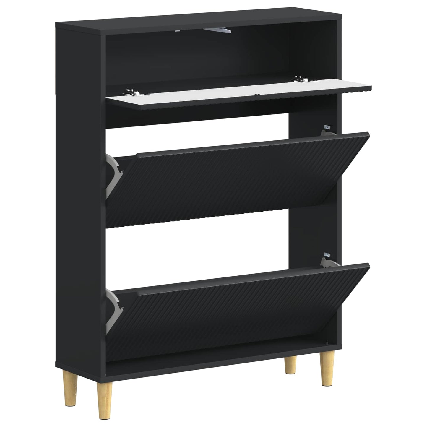 Schoenenkast ARNHEM 78 x 24 x 103 cm Bewerkt hout Zwart