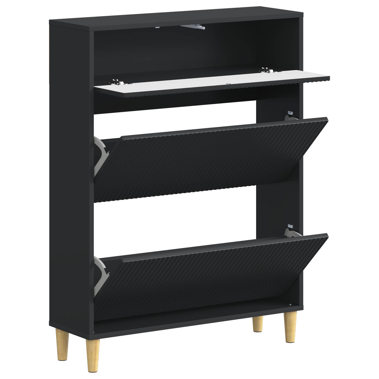 Schoenenkast ARNHEM 78 x 24 x 103 cm Bewerkt hout Zwart