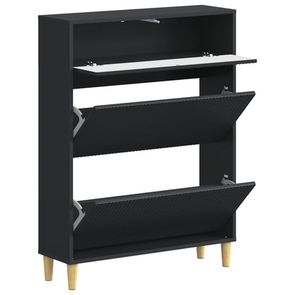 Schoenenkast ARNHEM 78 x 24 x 103 cm Bewerkt hout Zwart