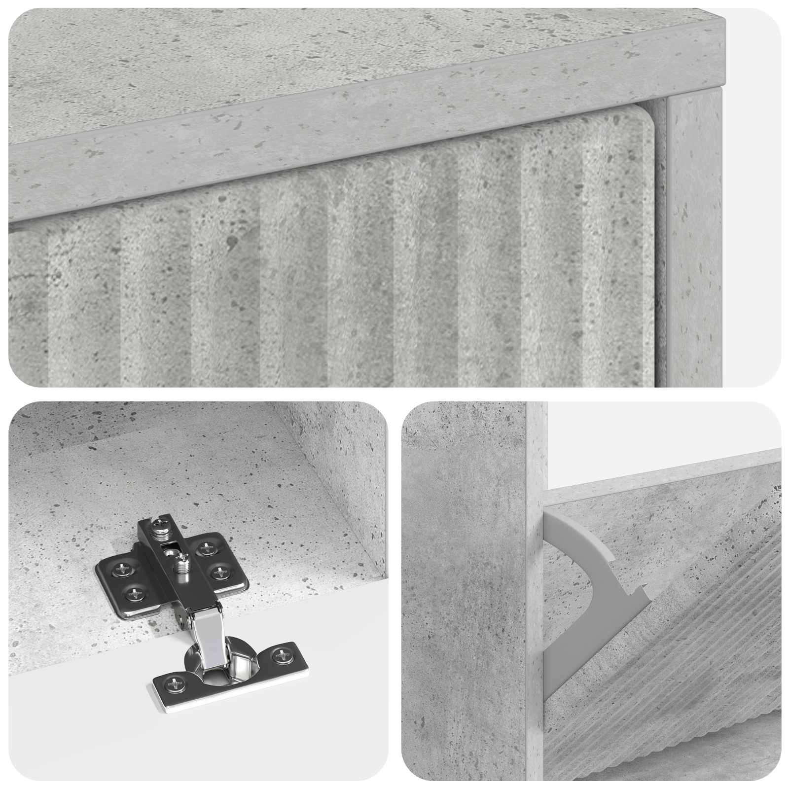 Schoenenkast ARNHEM 78 x 24 x 103 cm Bewerkt hout Betongrijs