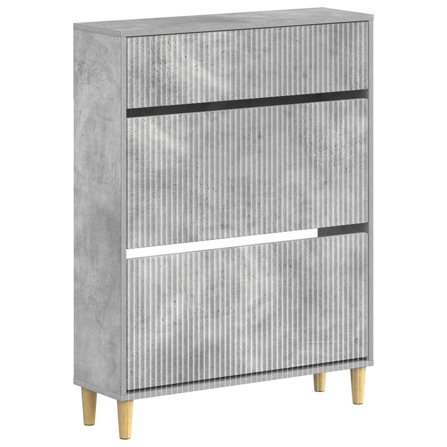 Schoenenkast ARNHEM 78 x 24 x 103 cm Bewerkt hout Betongrijs