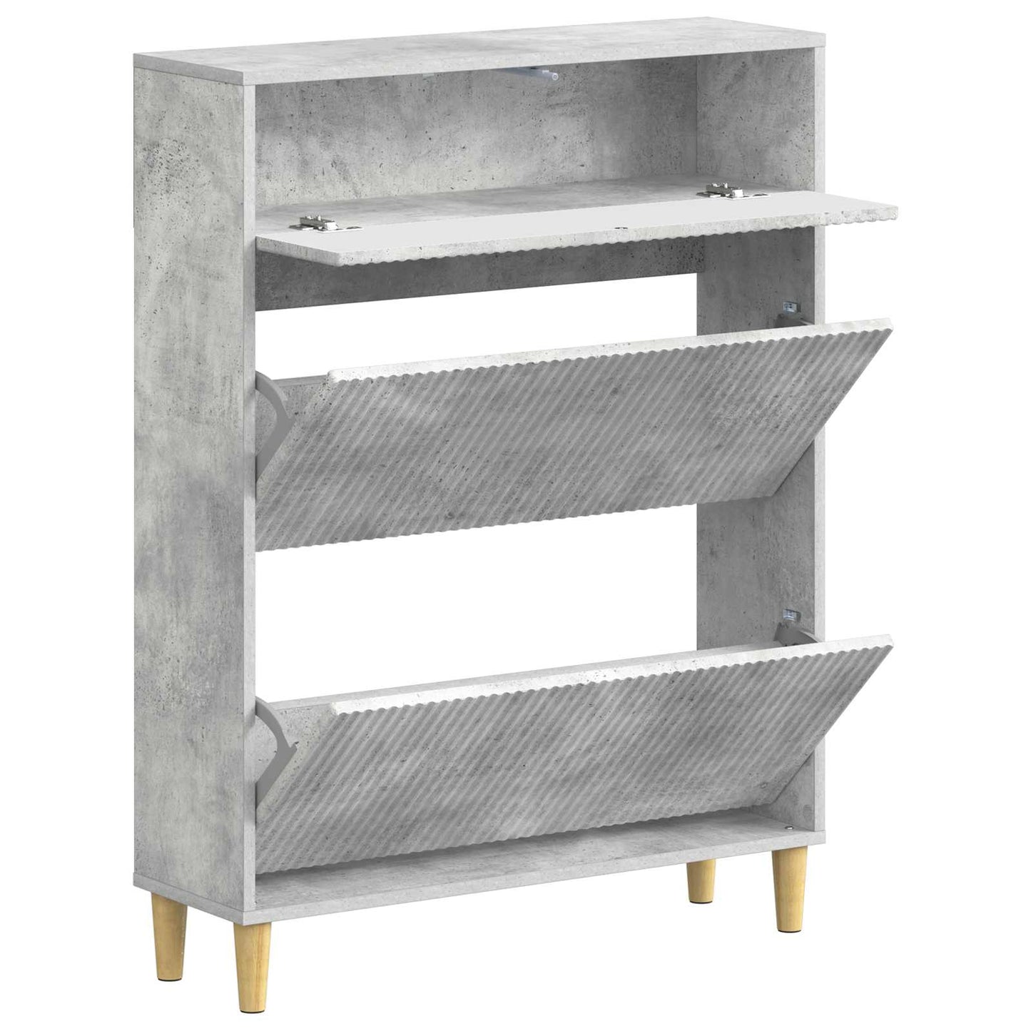 Schoenenkast ARNHEM 78 x 24 x 103 cm Bewerkt hout Betongrijs