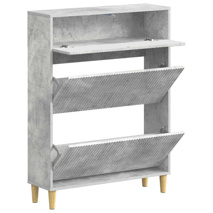 Schoenenkast ARNHEM 78 x 24 x 103 cm Bewerkt hout Betongrijs