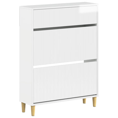 Schoenenkast ARNHEM 78 x 24 x 103 cm Bewerkt hout Hoogglans Wit