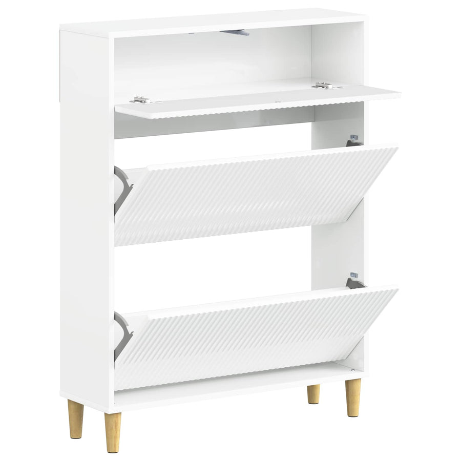 Schoenenkast ARNHEM 78 x 24 x 103 cm Bewerkt hout Hoogglans Wit
