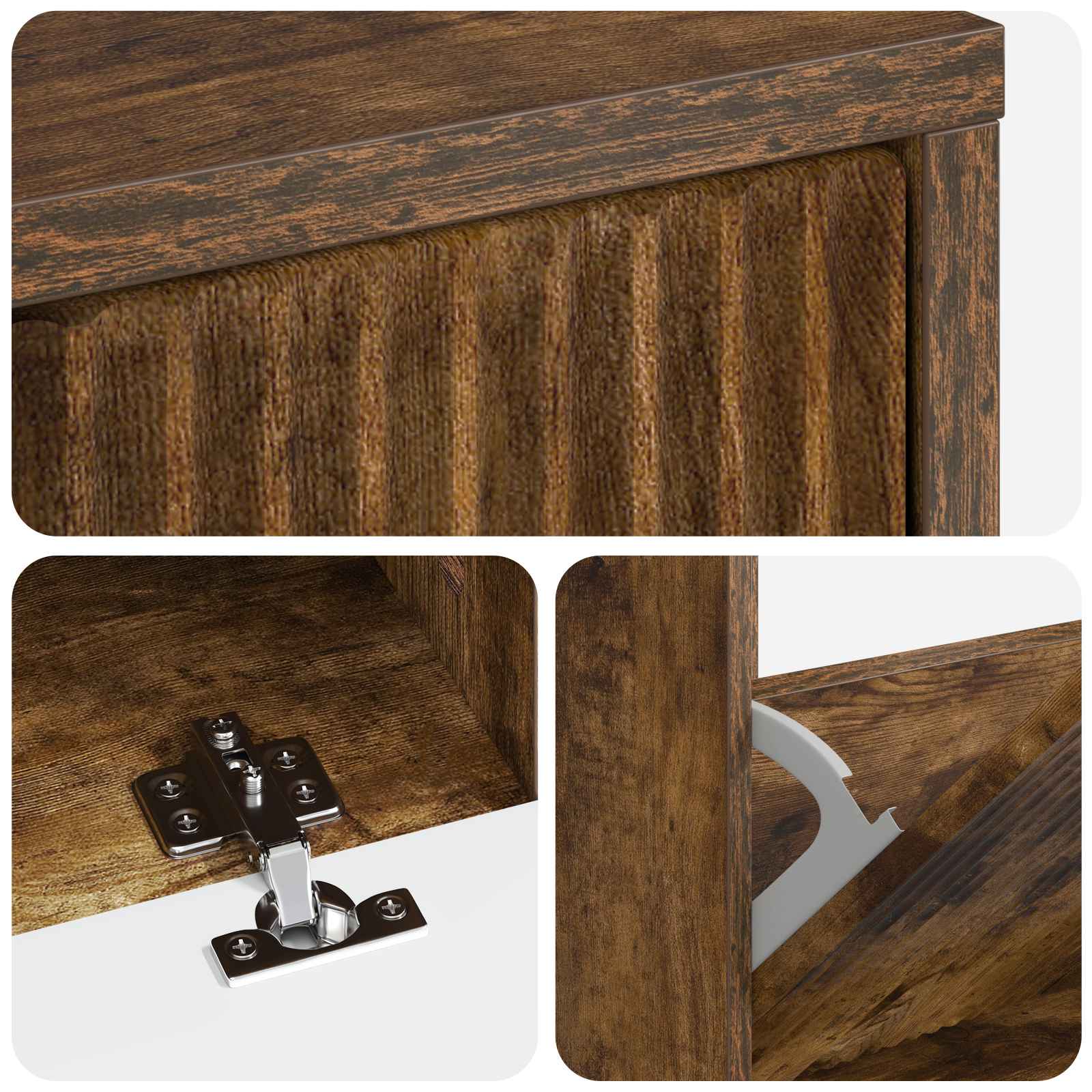 Schoenenkast ARNHEM 78 x 24 x 103 cm Bewerkt hout Gerookt eiken