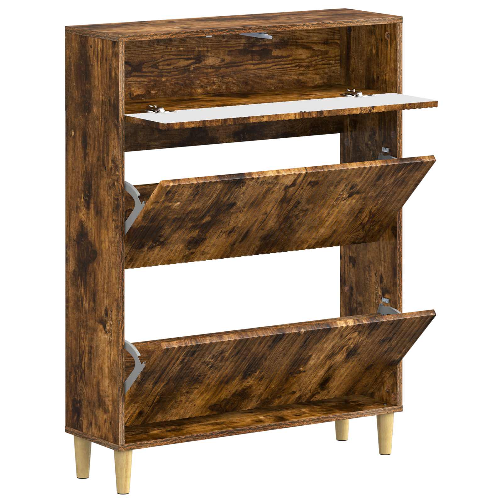 Schoenenkast ARNHEM 78 x 24 x 103 cm Bewerkt hout Gerookt eiken