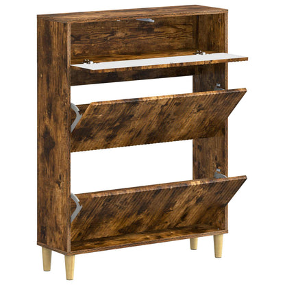 Schoenenkast ARNHEM 78 x 24 x 103 cm Bewerkt hout Gerookt eiken