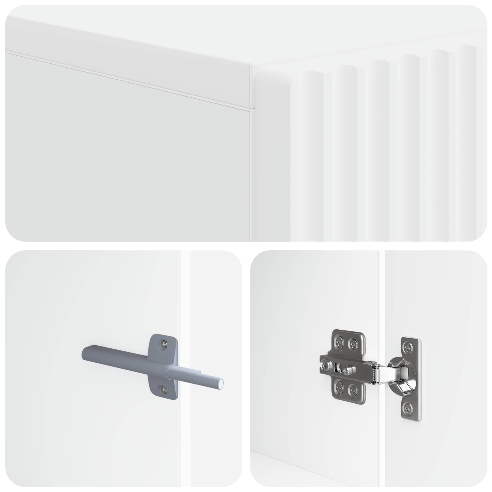 LED tv-meubel Wit Bewerkt hout