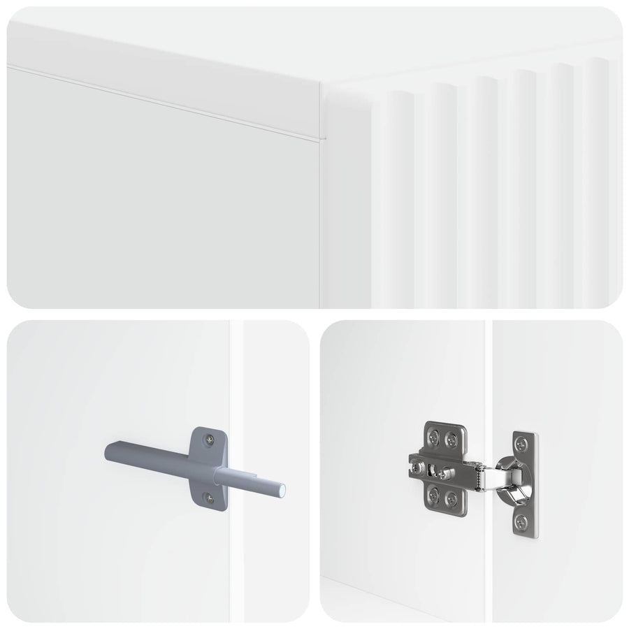 LED tv-meubel Wit Bewerkt hout