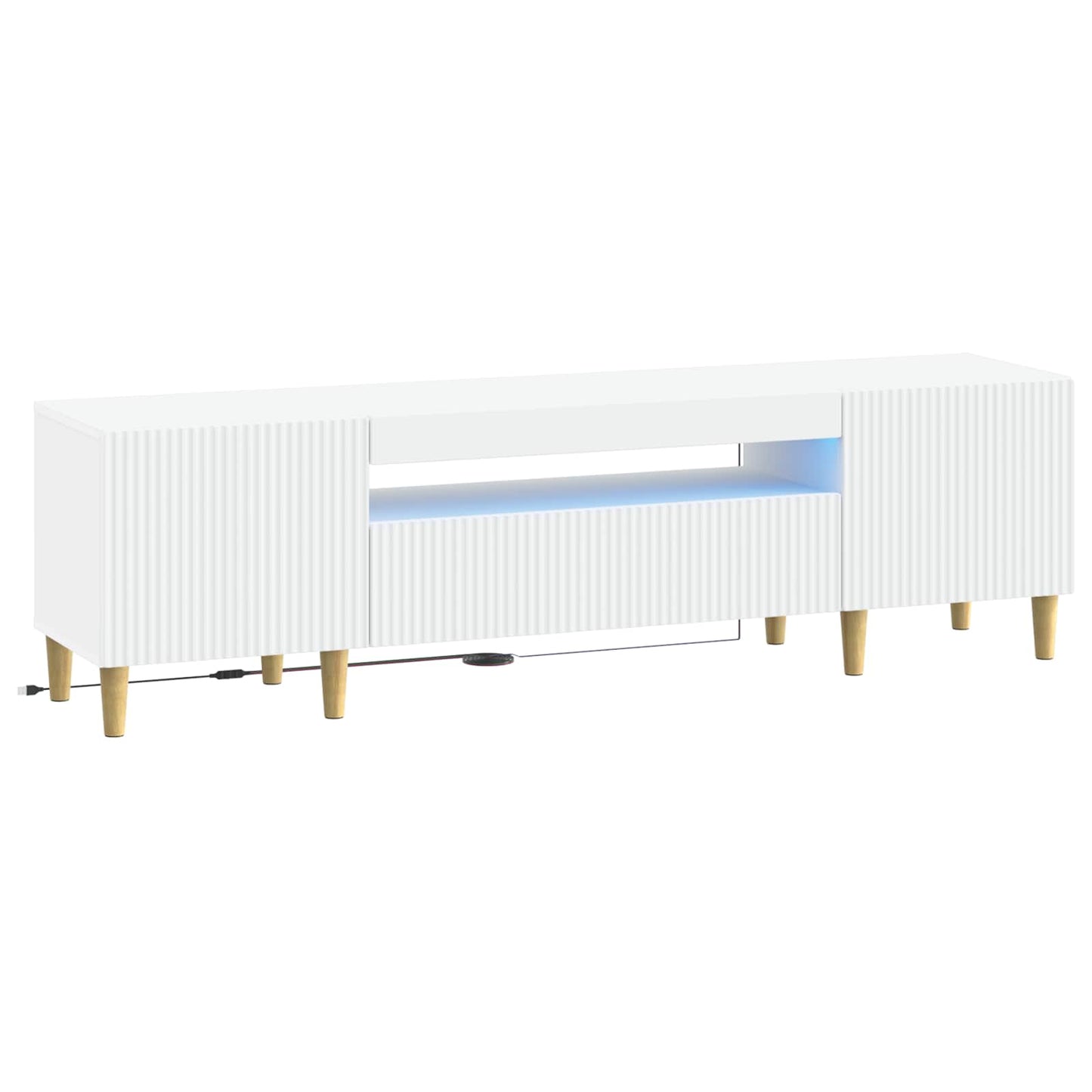 LED tv-meubel Wit Bewerkt hout