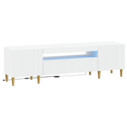 TV-meubel wit bewerkt hout met LED