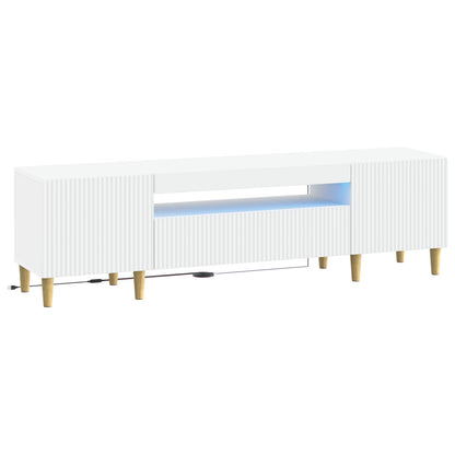 LED tv-meubel Wit Bewerkt hout