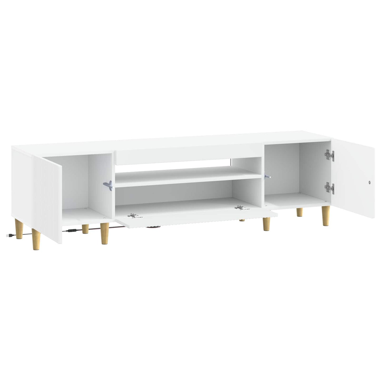 LED tv-meubel Wit Bewerkt hout