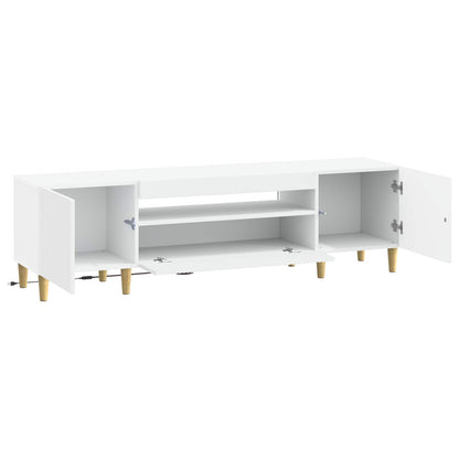 LED tv-meubel Wit Bewerkt hout