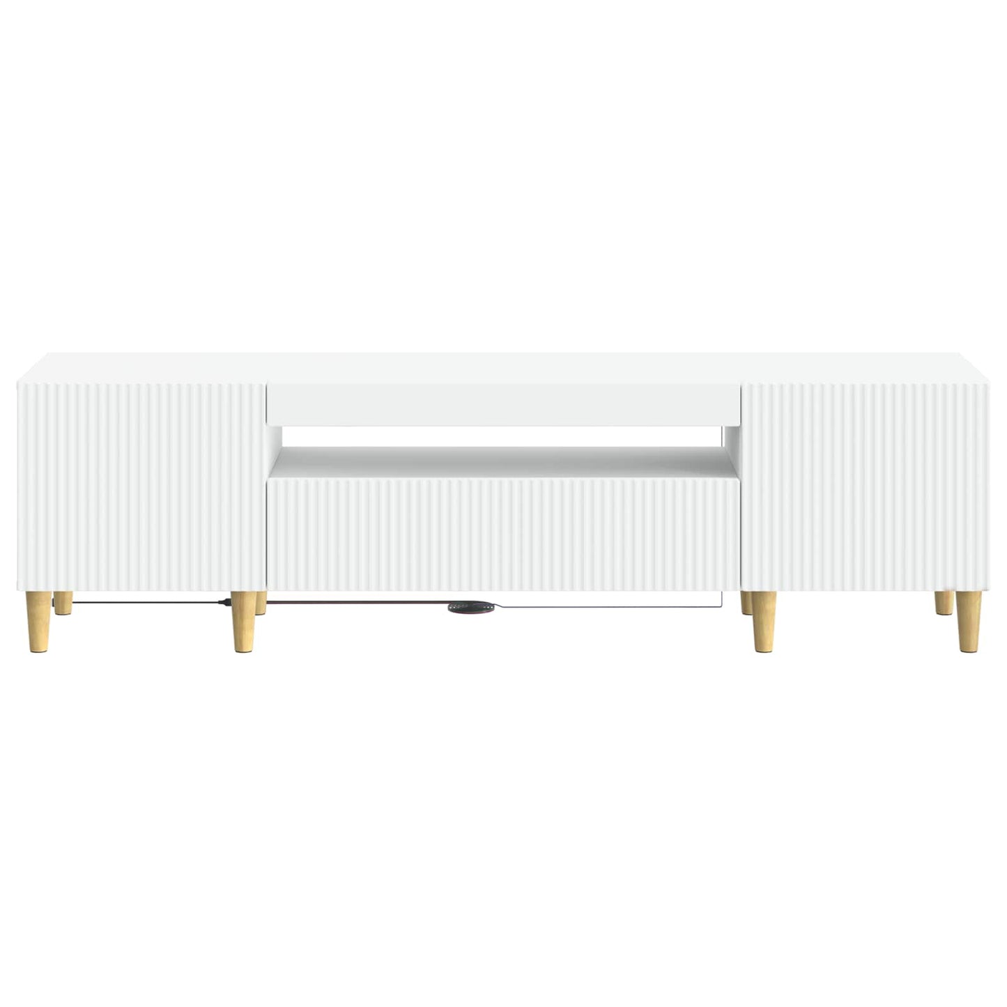 LED tv-meubel Wit Bewerkt hout