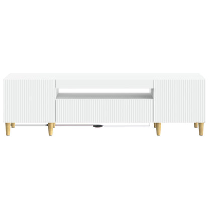 LED tv-meubel Wit Bewerkt hout