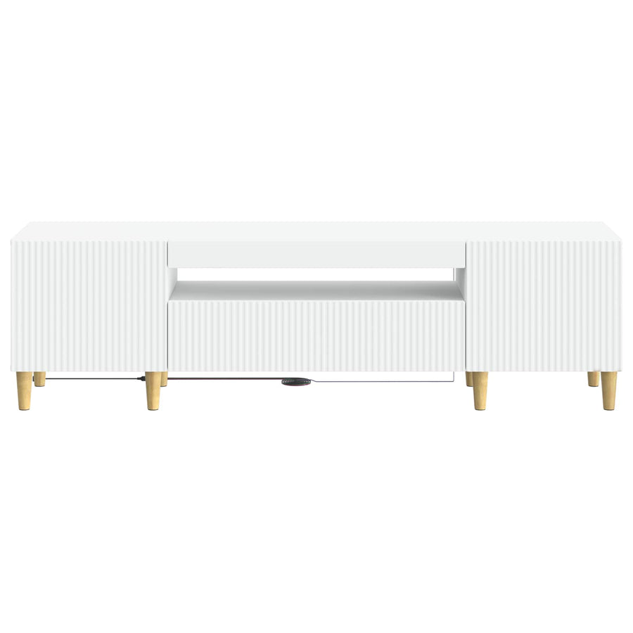 LED tv-meubel Wit Bewerkt hout