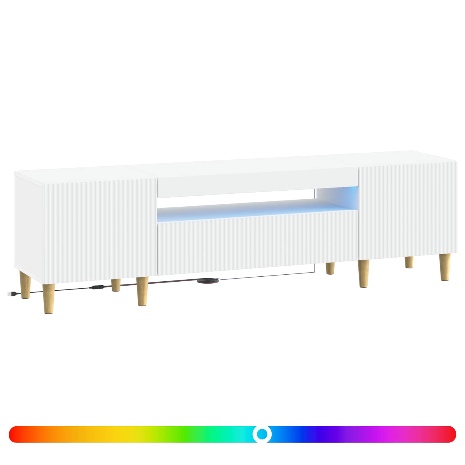 LED tv-meubel Wit Bewerkt hout