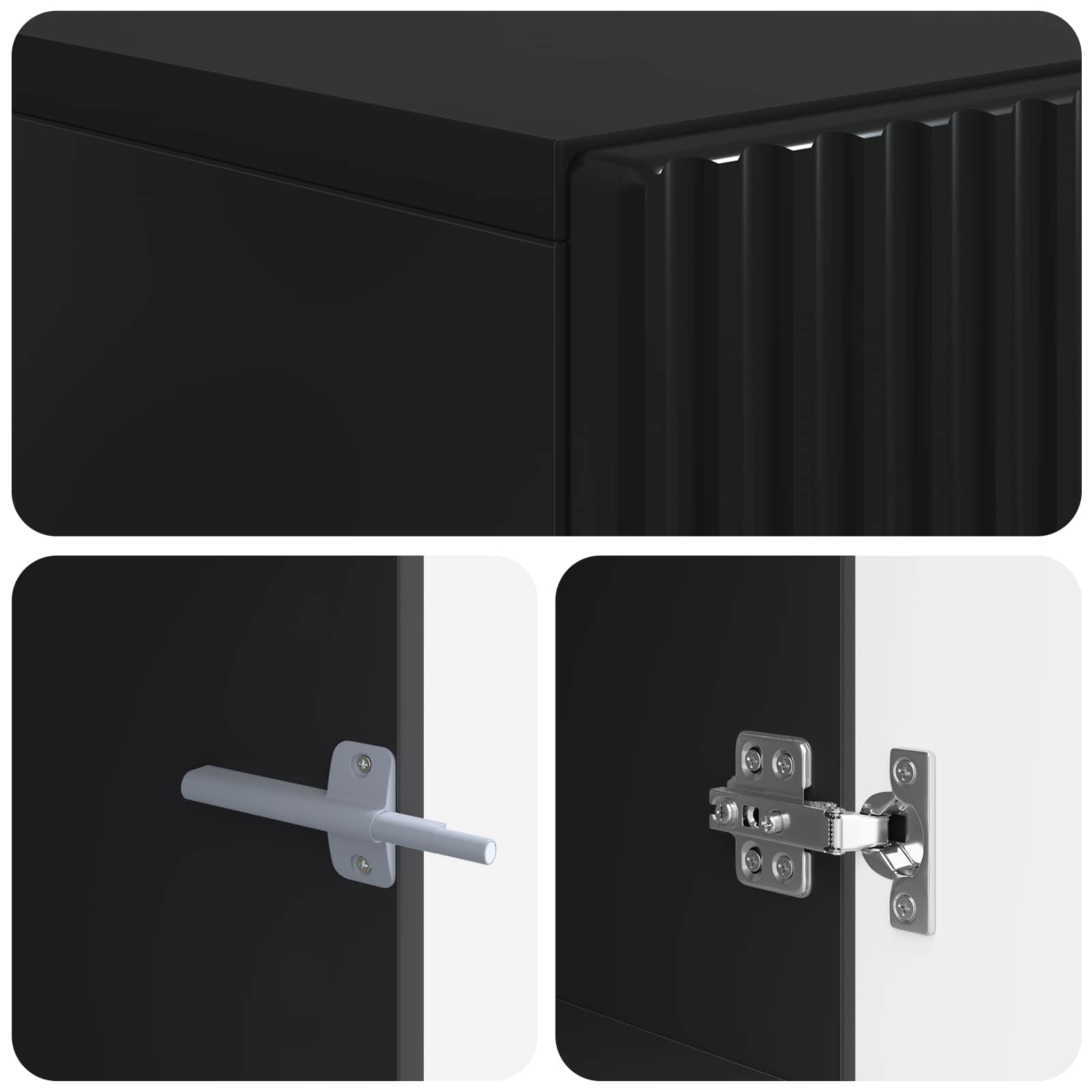 LED tv-meubel Zwart Bewerkt hout