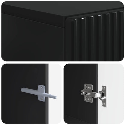LED tv-meubel Zwart Bewerkt hout