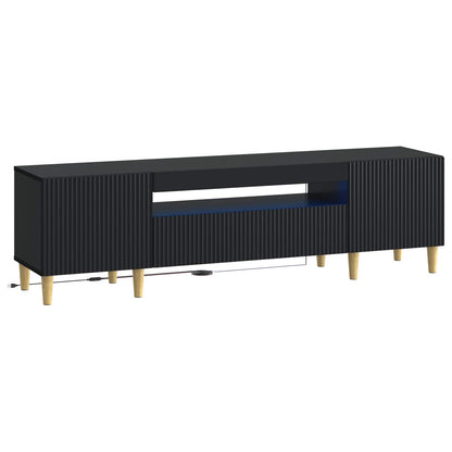 LED tv-meubel Zwart Bewerkt hout