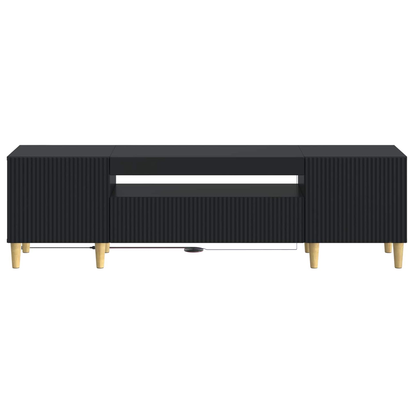 LED tv-meubel Zwart Bewerkt hout