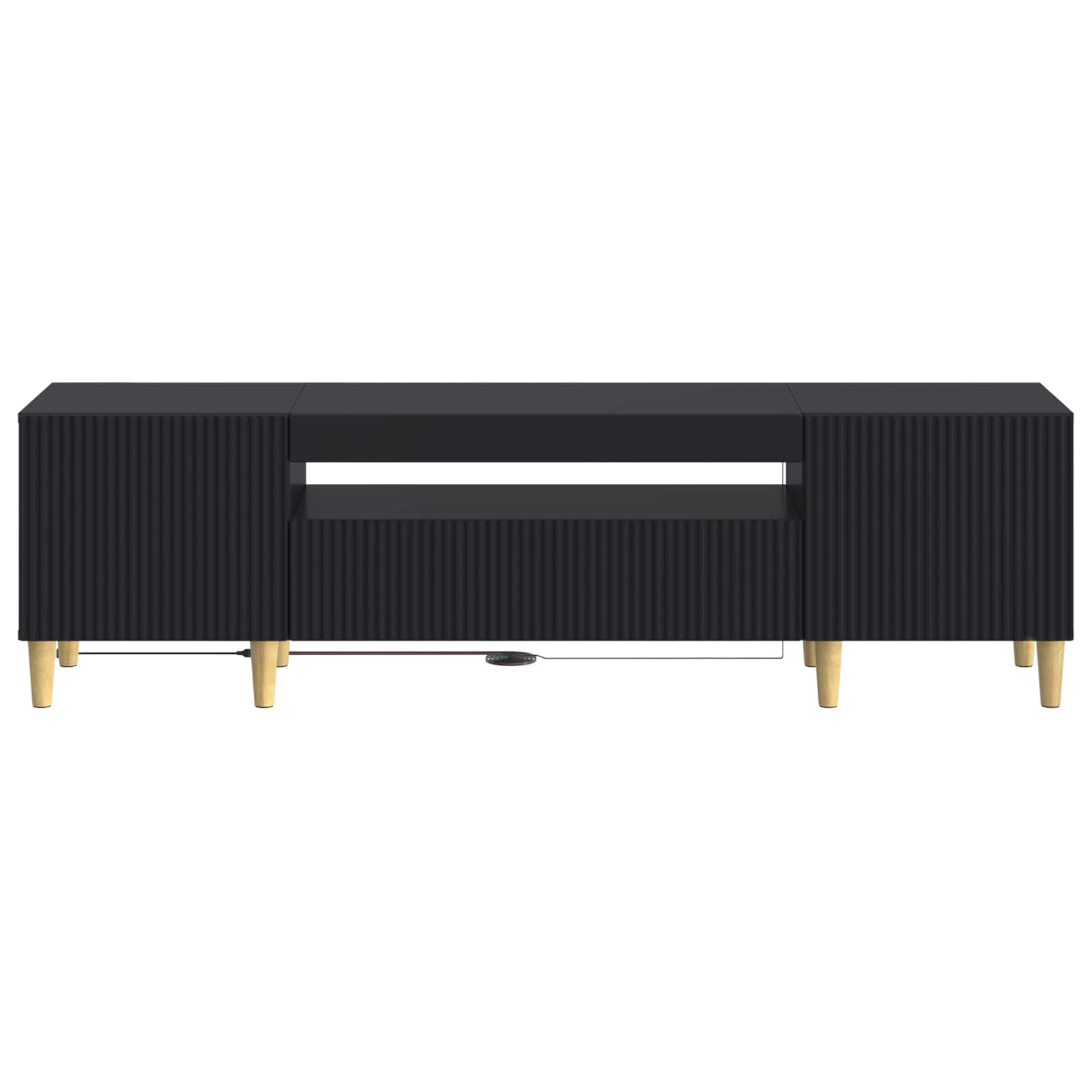 LED tv-meubel Zwart Bewerkt hout