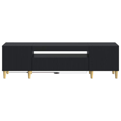 LED tv-meubel Zwart Bewerkt hout
