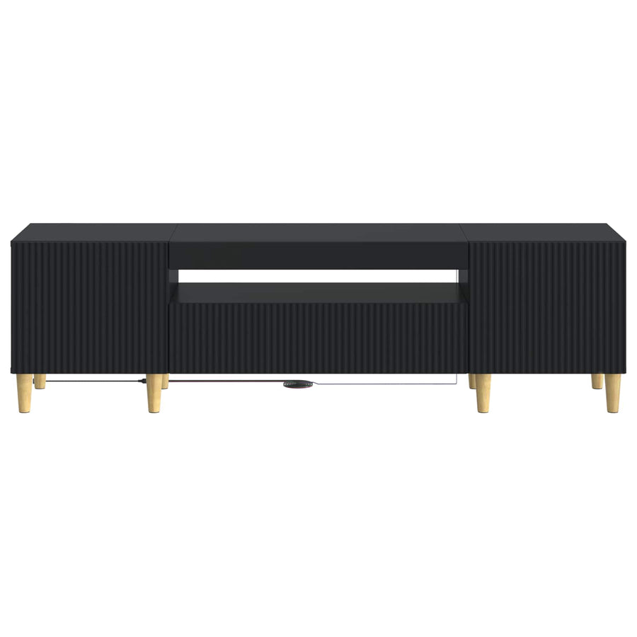 LED tv-meubel Zwart Bewerkt hout