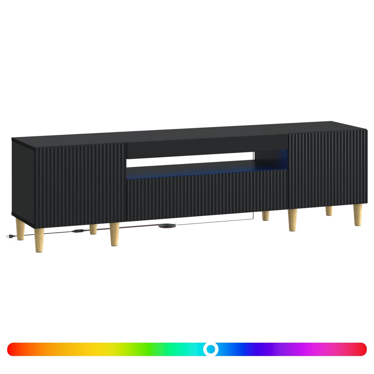 LED tv-meubel Zwart Bewerkt hout
