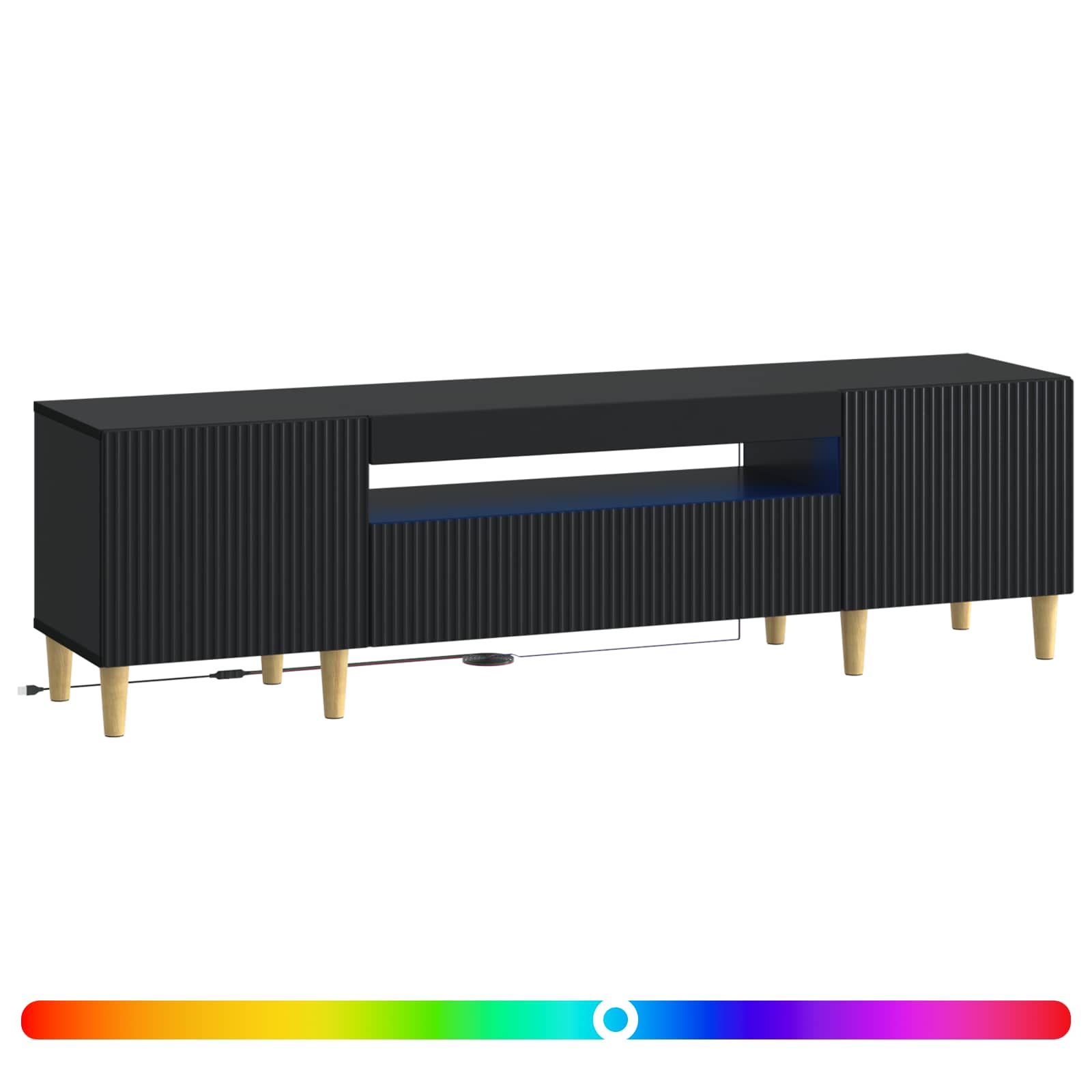 LED tv-meubel Zwart Bewerkt hout