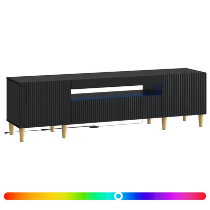 LED tv-meubel Zwart Bewerkt hout