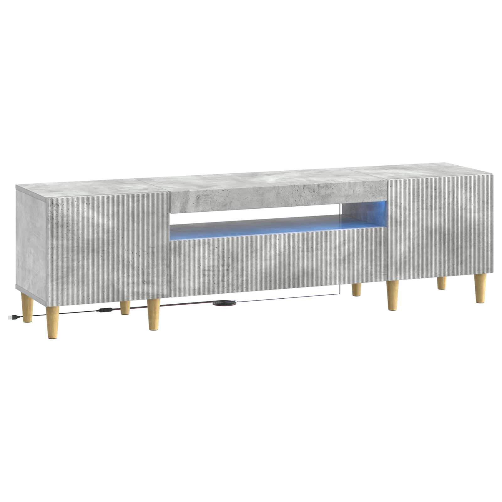 LED tv-meubel Betongrijs Bewerkt hout