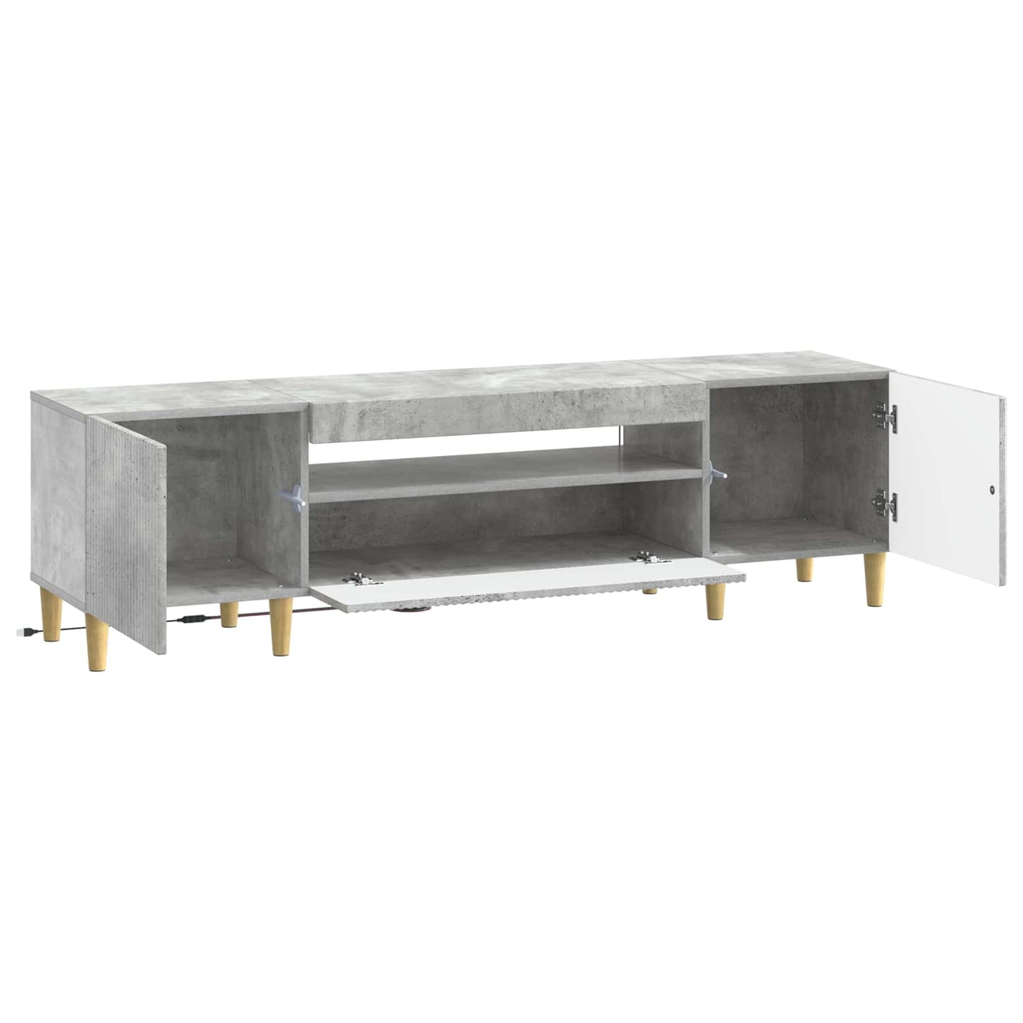 LED tv-meubel Betongrijs Bewerkt hout
