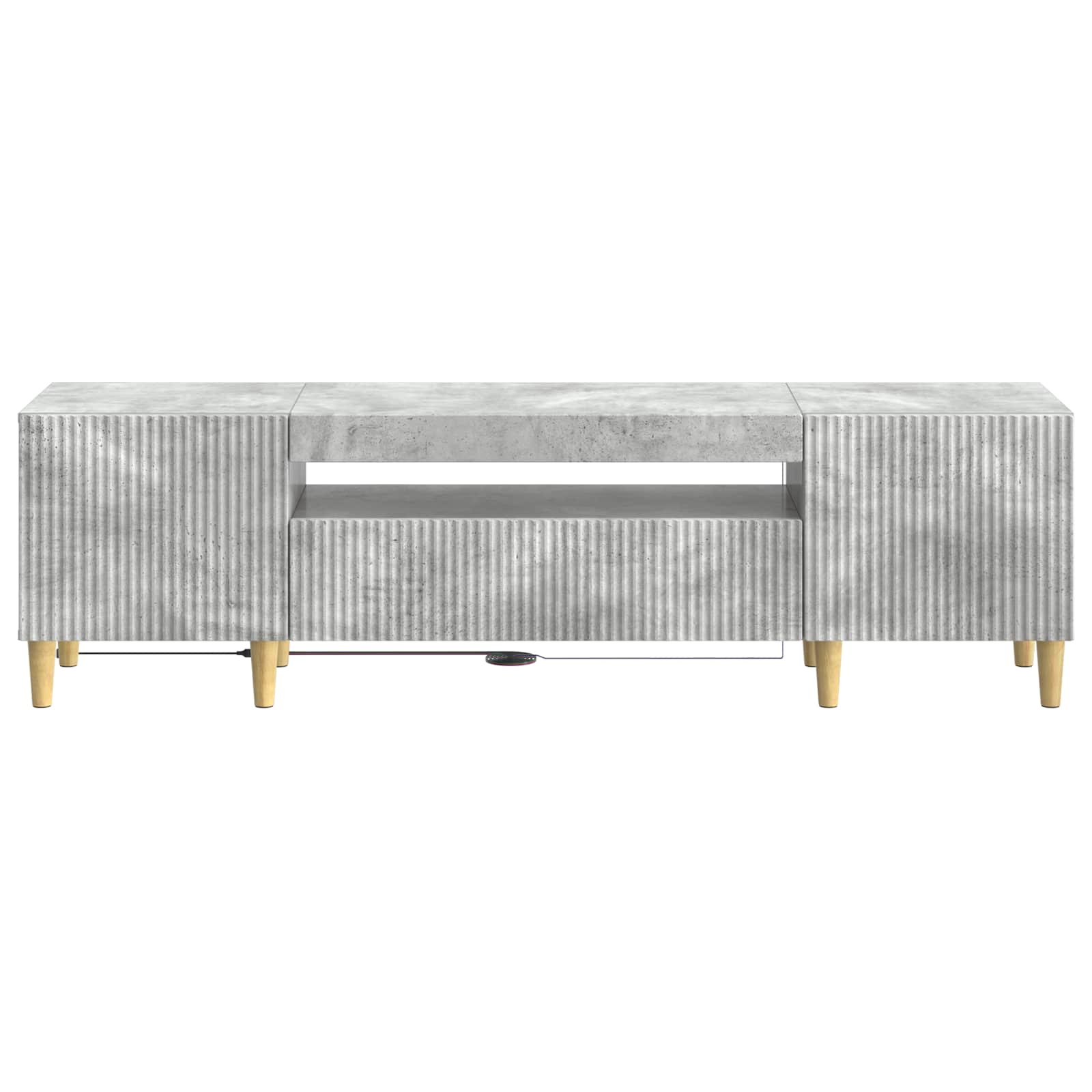 LED tv-meubel Betongrijs Bewerkt hout
