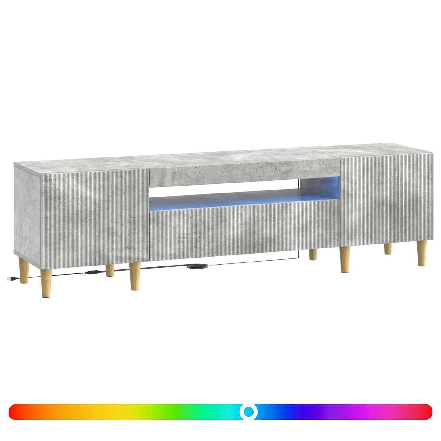 LED tv-meubel Betongrijs Bewerkt hout