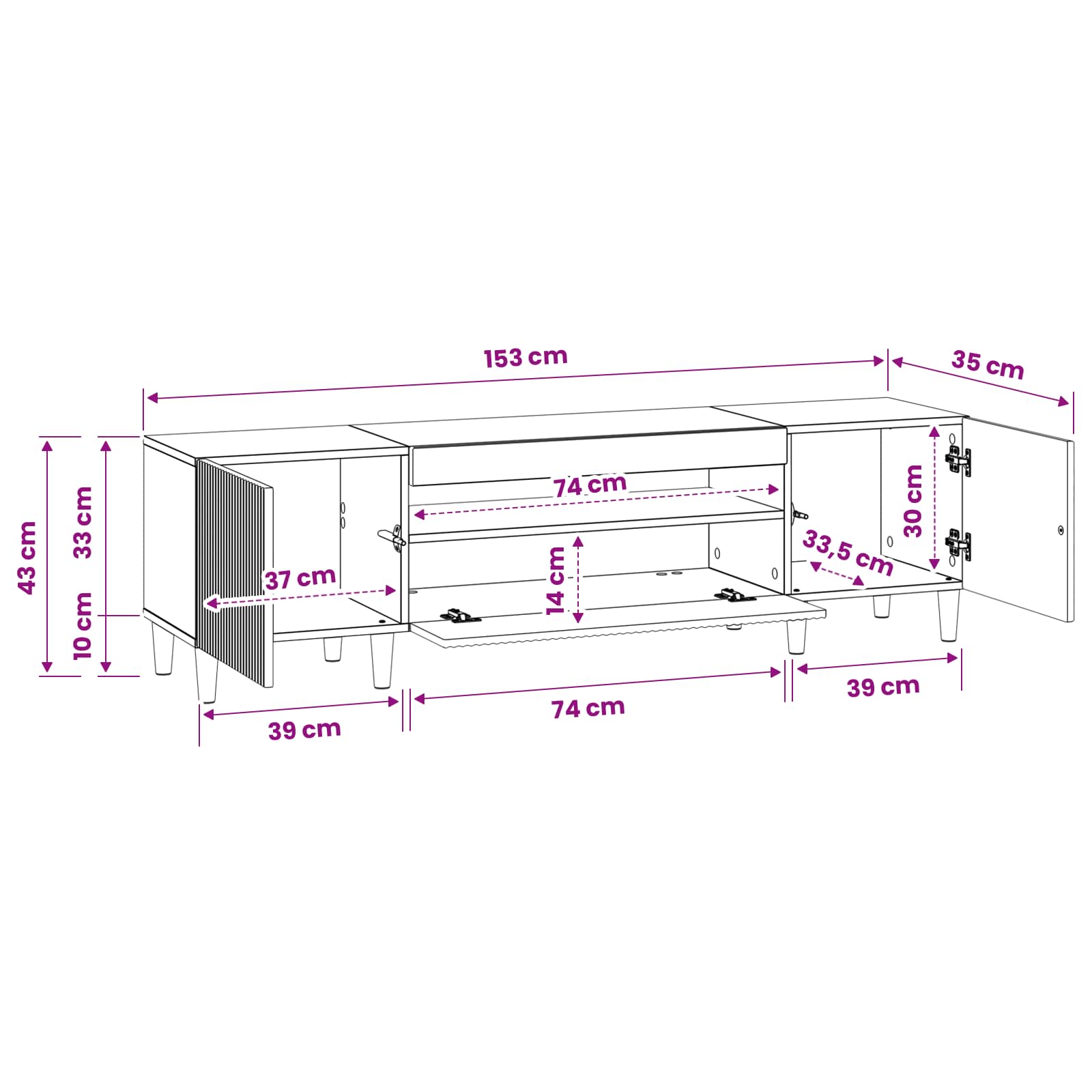 LED tv-meubel Hoogglans Wit Bewerkt hout