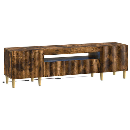 LED tv-meubel Gerookt eiken Bewerkt hout