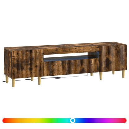 LED tv-meubel Gerookt eiken Bewerkt hout