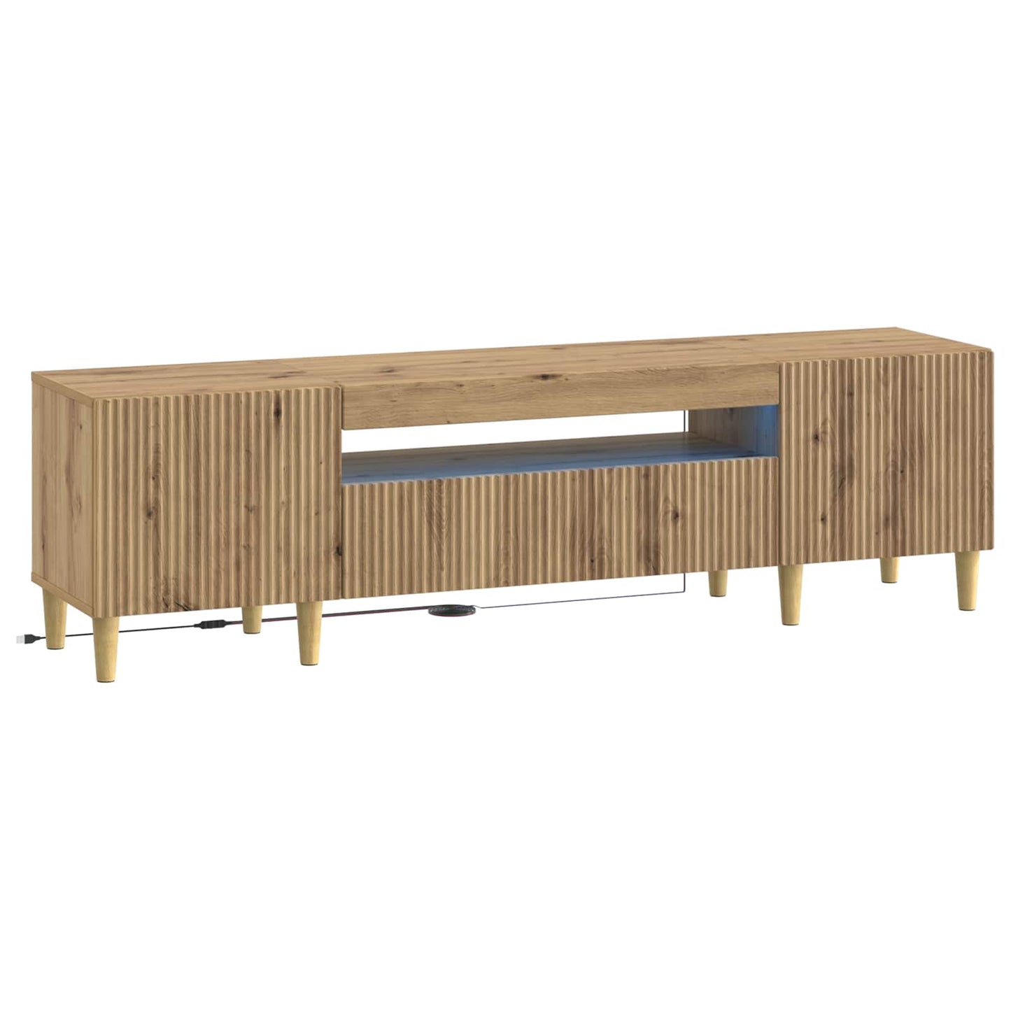 LED tv-meubel Artisanaal eiken Bewerkt hout