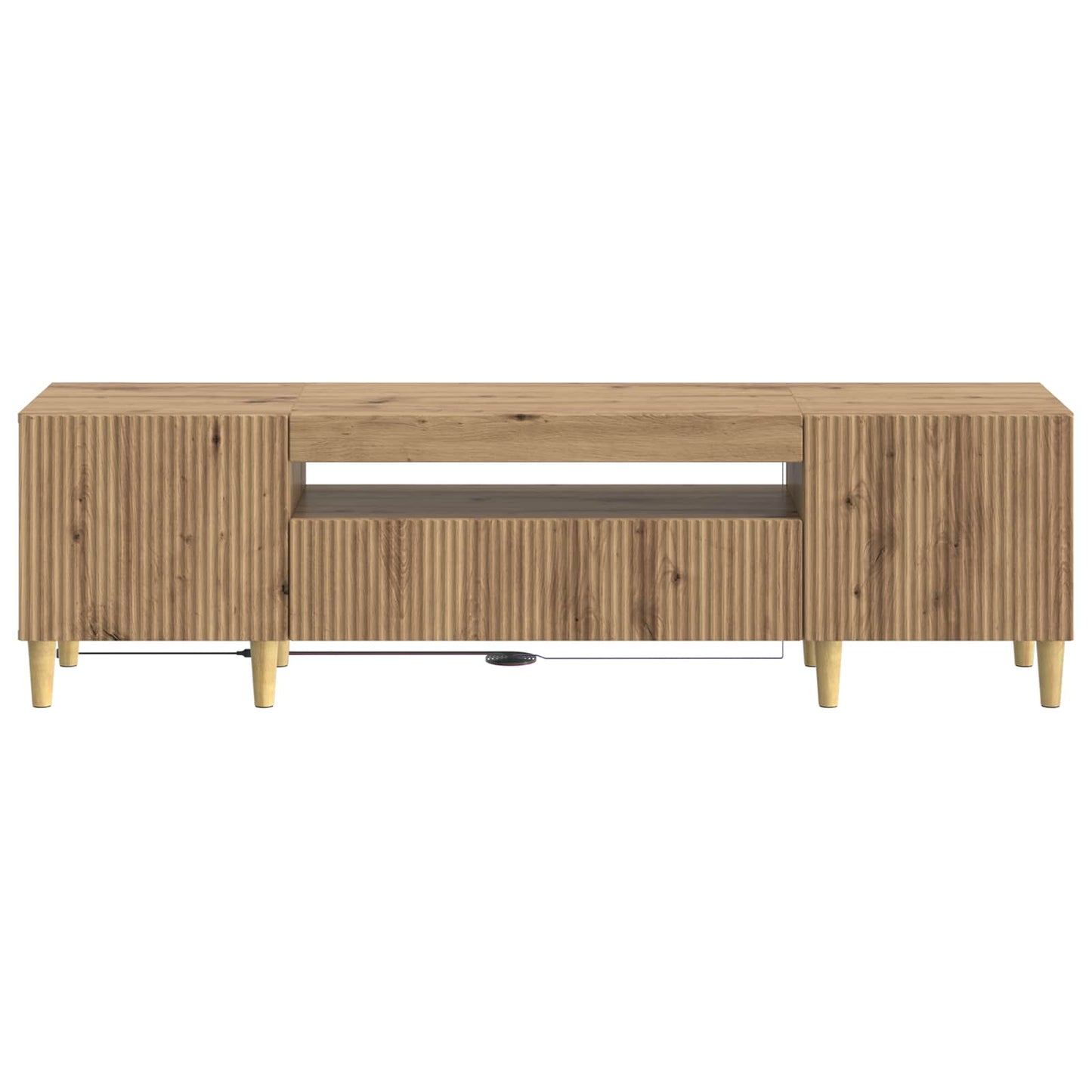 LED tv-meubel Artisanaal eiken Bewerkt hout