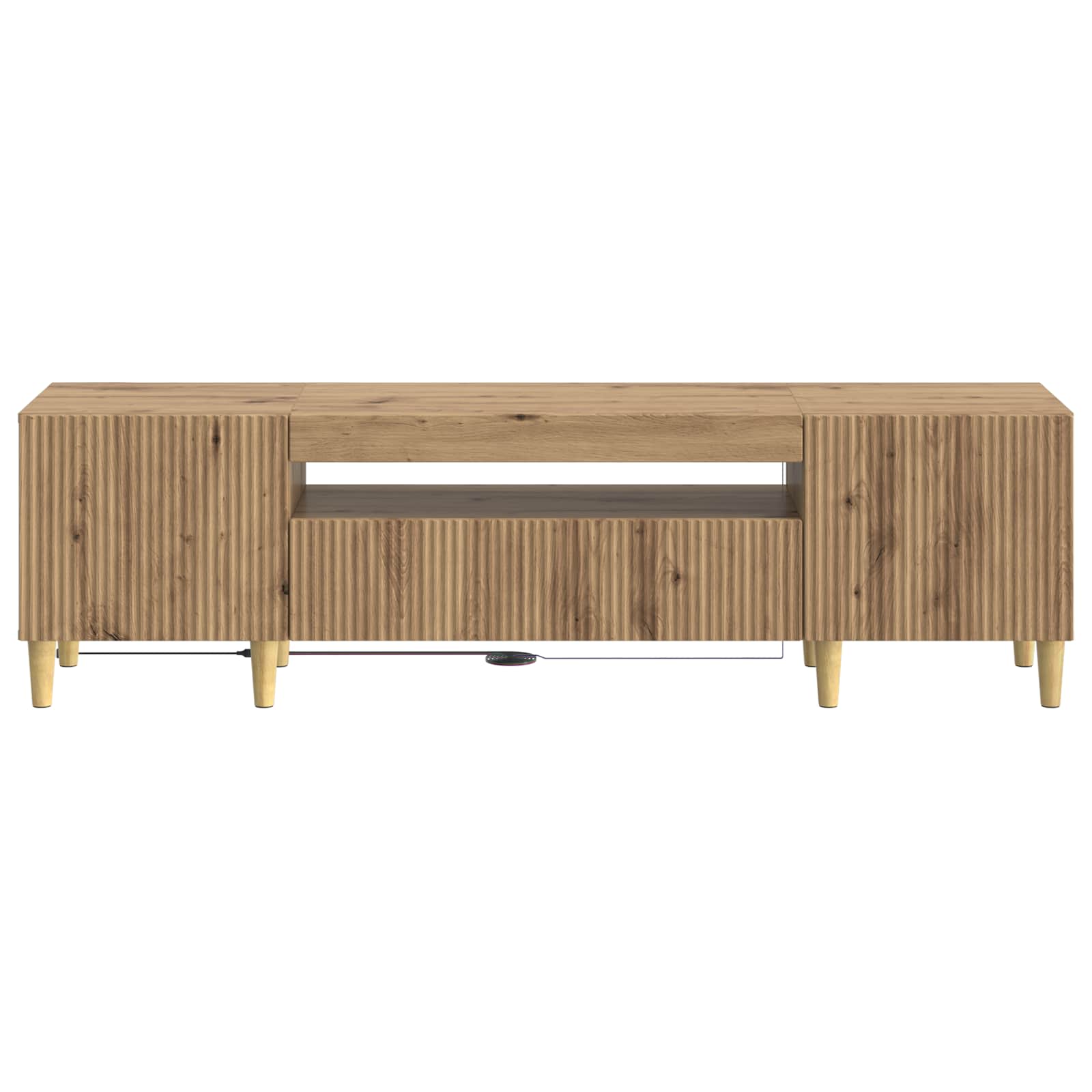 LED tv-meubel Artisanaal eiken Bewerkt hout