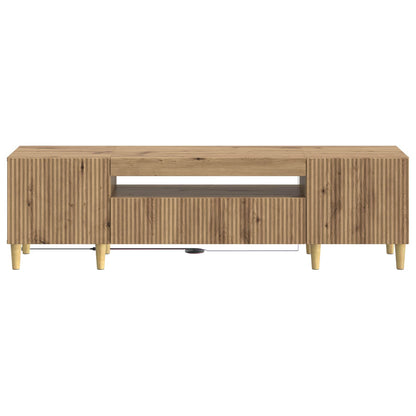 LED tv-meubel Artisanaal eiken Bewerkt hout