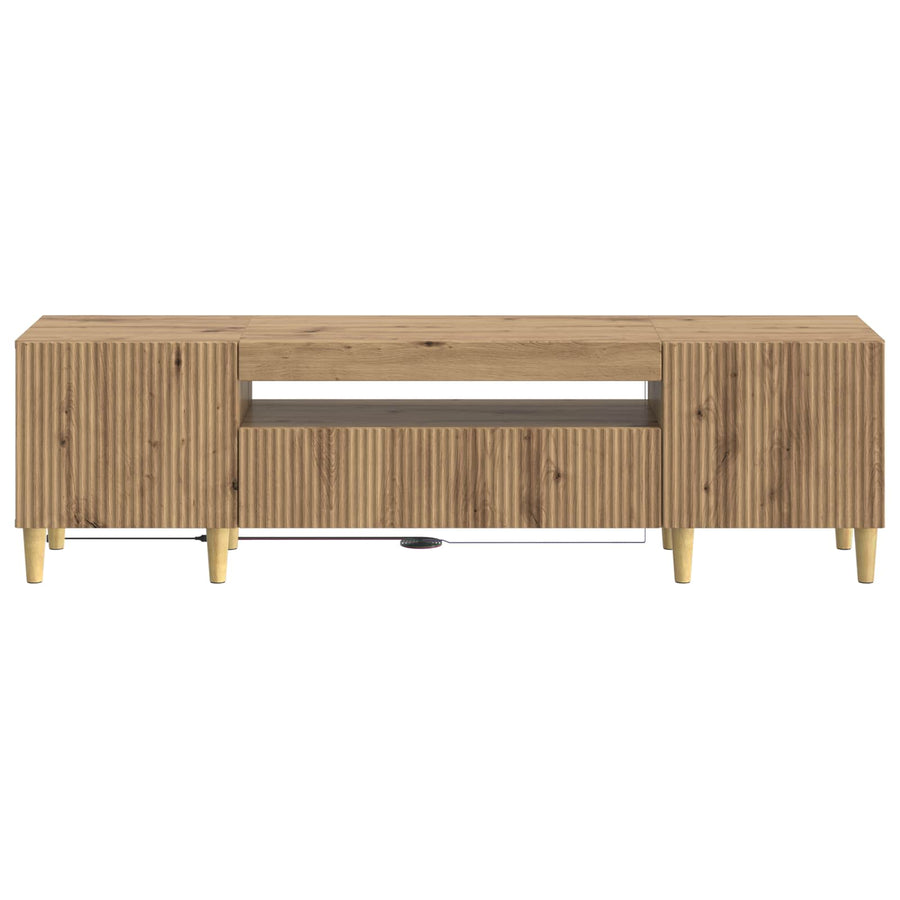 LED tv-meubel Artisanaal eiken Bewerkt hout