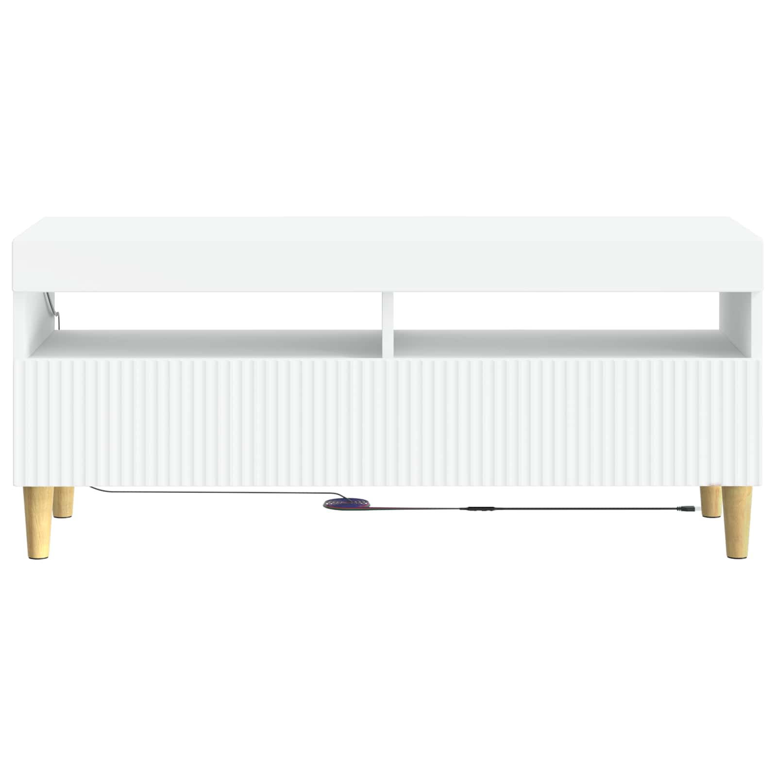 LED tv-meubel Wit Bewerkt hout